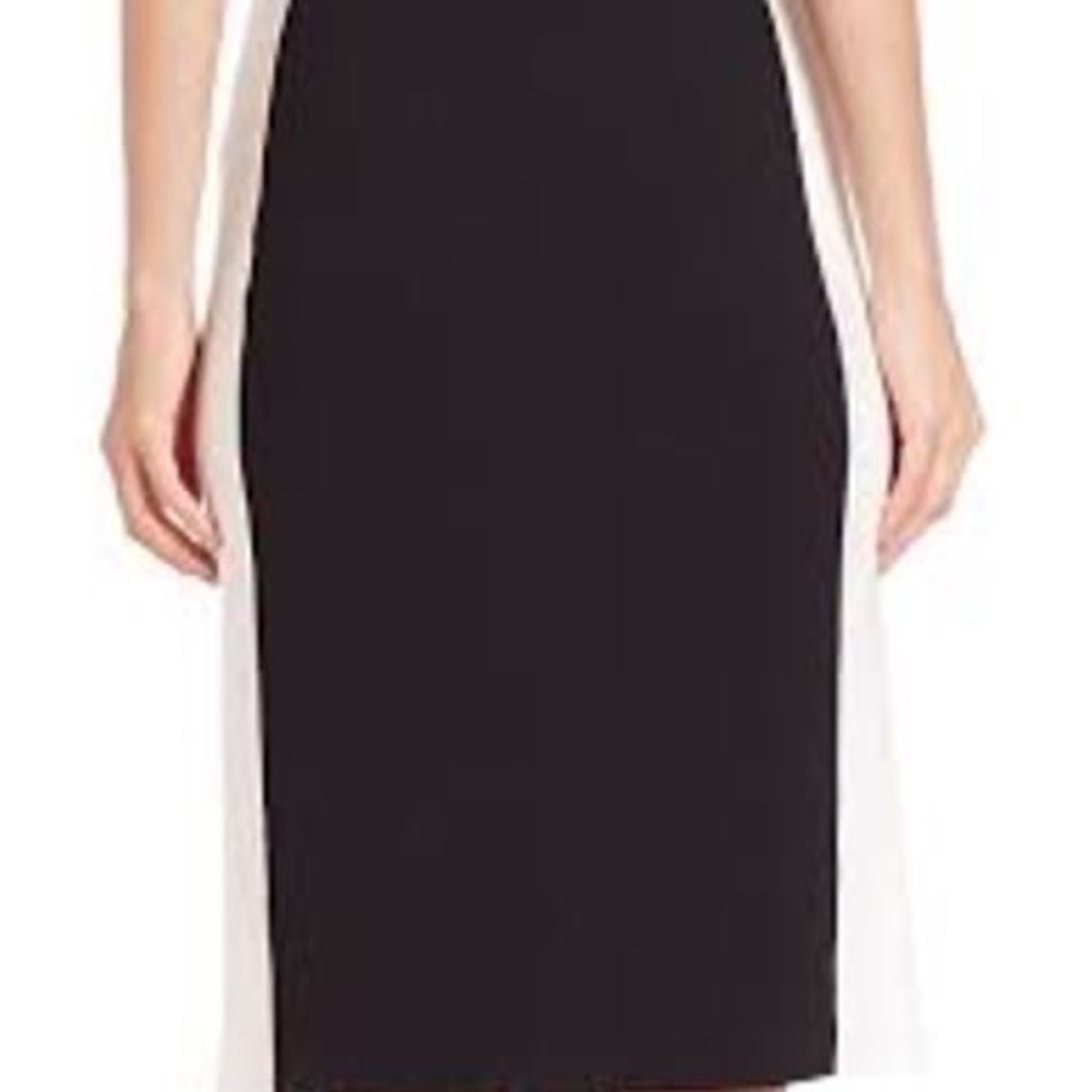 LAFAYETTE 148 Slim Pencil Skirt Size Medium Black White Two-tone Color block